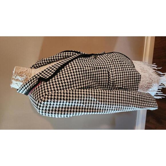 NWOT Merona Gingham Blazer jacket 10 black white adorable - Picture 4 of 8